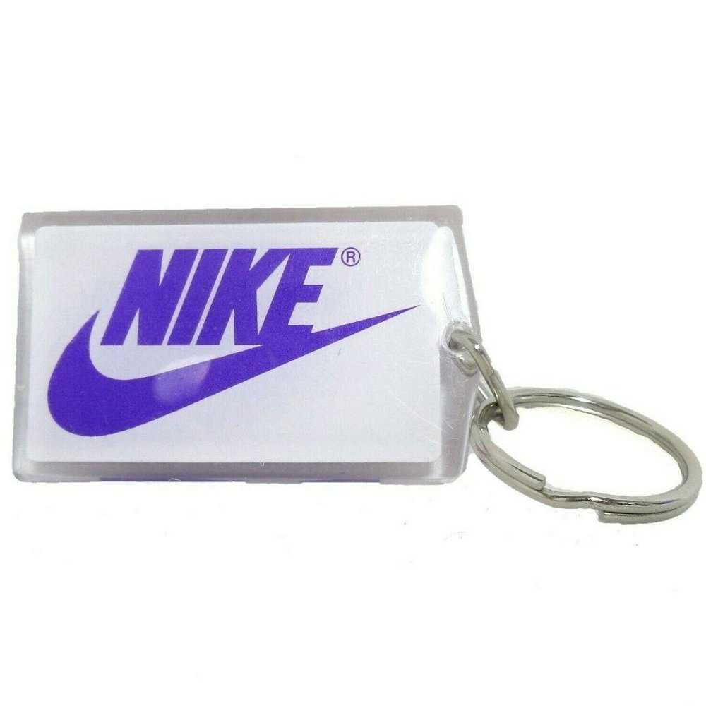 Vintage Nike Elite Keychain Clear Plastic Purple Swoosh Classic SWAG